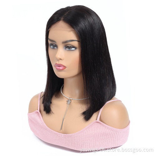 Fashion Design 8 Inch Malaysian Human Hair Lace Front Closure Short Bob Wig Wholesale Straight Human Hair Bob Malaysian Wigs